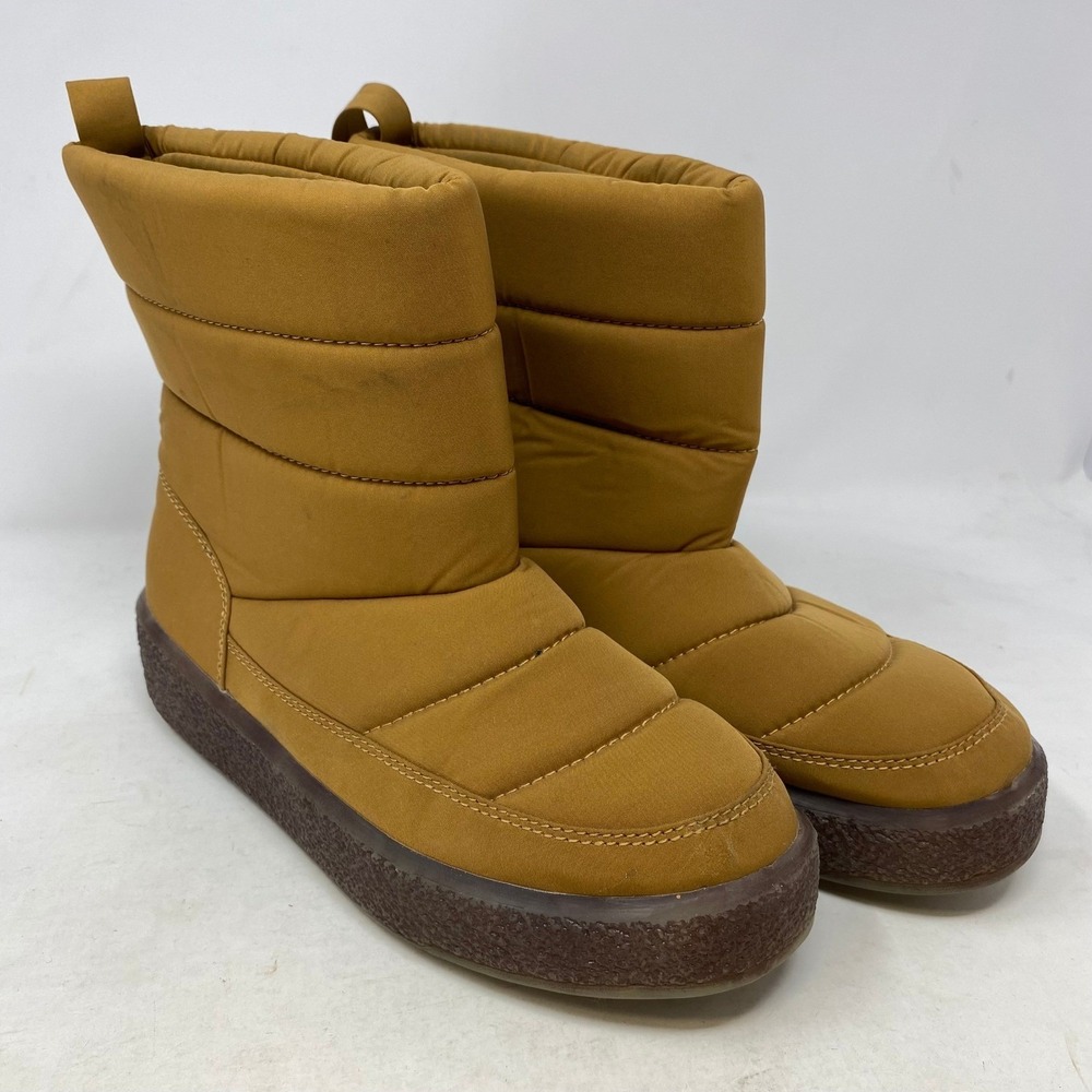 Madewell NH870 Women Acorn Brown Quilted Puffer Platform Mid Calf Boots Size 9
